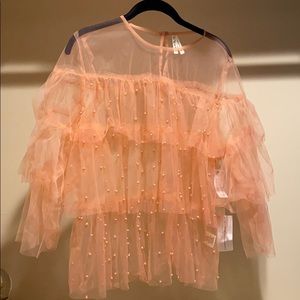 Pearl Mesh Tiered Blouse